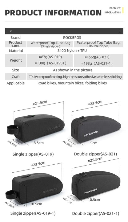 Bike & Bag Bike Bag ROCKBROS - Top Tube Bike Bags  (1L - 1.6L)