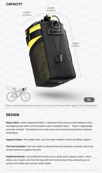 Bike & Bag Bike Bags RHINOWALK - Wilderness Series - Bike Water Bottle Carrier Pouch – Insulated Handlebar Bag