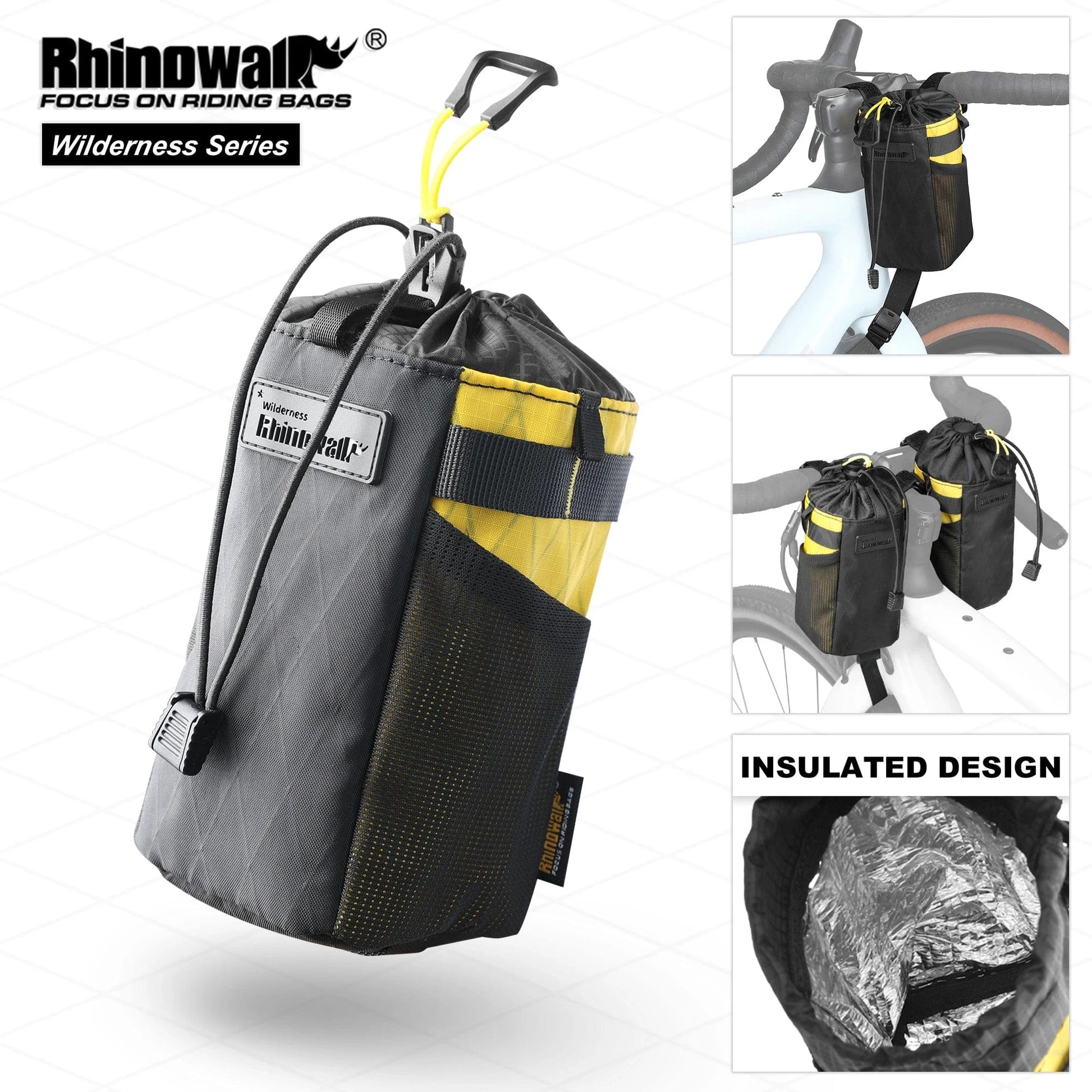 Bike & Bag Bike Bags RHINOWALK - Wilderness Series - Bike Water Bottle Carrier Pouch – Insulated Handlebar Bag