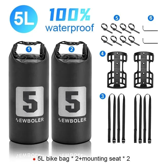 Bike & Bag Fork Bags 2pcs 5L 2pcs seat NEWBOLER Waterproof Front Fork Dry Bags with Rack - 5L