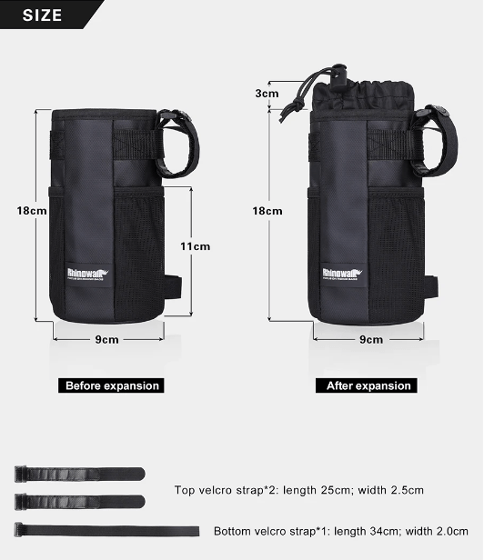 BIKE & BAG Handlebar bag RHINOWALK - Bike Handlebar Stem Insultated Water Bottle Holder