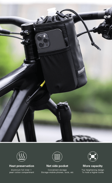 BIKE & BAG Handlebar bag RHINOWALK - Bike Handlebar Stem Insultated Water Bottle Holder