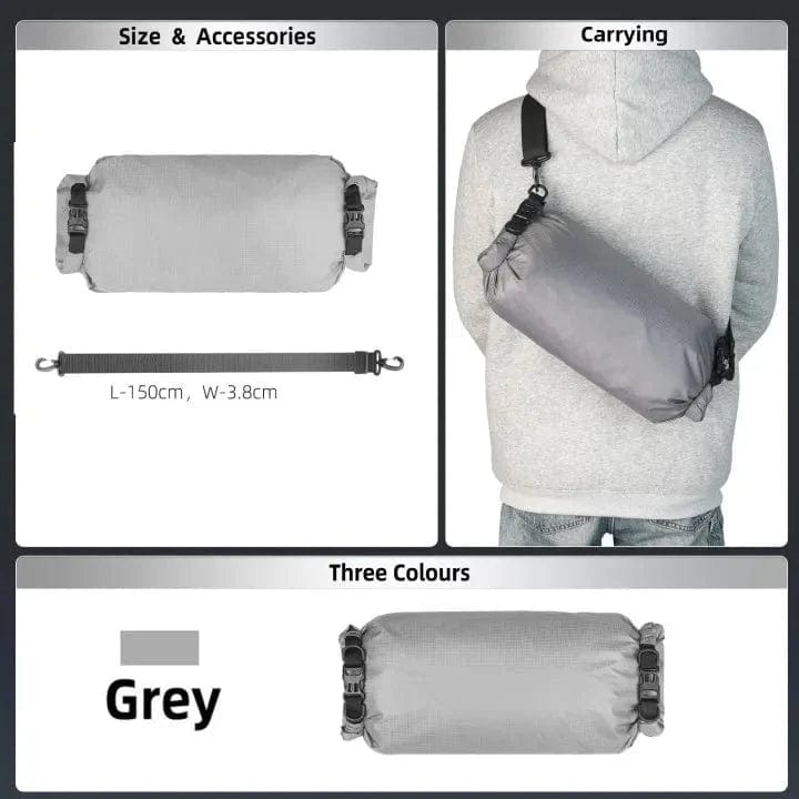 BIKE & BAG Handlebar Bags Only Bag-Grey RHINOWALK - Waterproof Front Handlebar Roll and Dry Bag (12L)