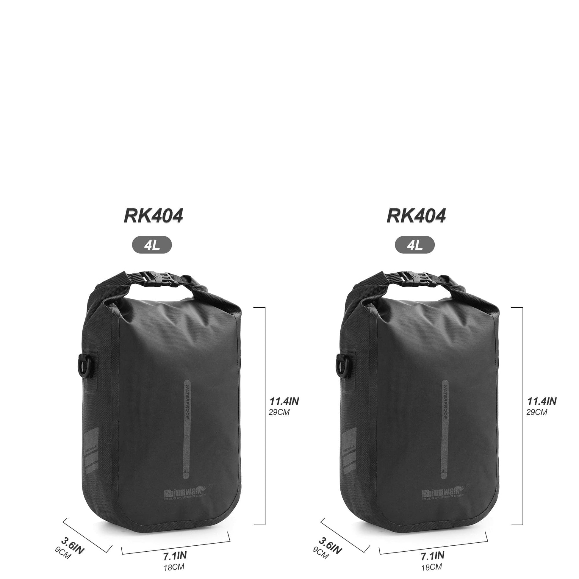 BIKE & BAG Pannier Bags Black-4L-2pcs RHINOWALK - Quick Release Front Pannier Bags (4, 6L)