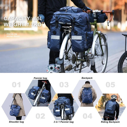 BIKE & BAG Pannier Bags RHINOWALK - 3-in-1 Pannier / Trunk Bag / Shoulder Pack