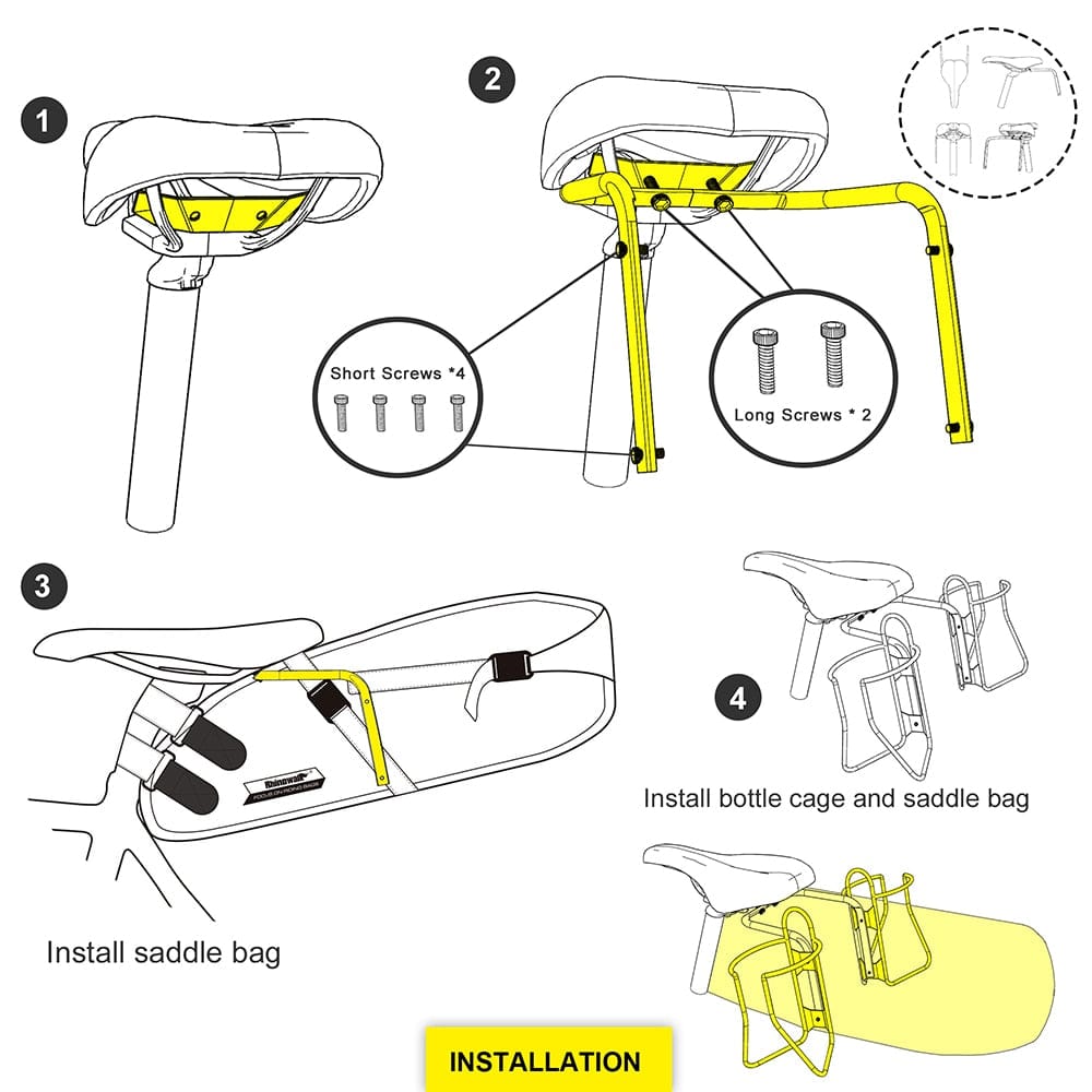 BIKE & BAG Saddle Bags RHINOWALK - Saddle Bags (10L-13L Waterproof) with Stabilizer Bracket Mount