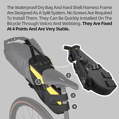 Bike & Bag Saddle Bags RHINOWALK - Wilderness Series - 14L Waterproof Bike Saddle Bag – With removable Dry Bag