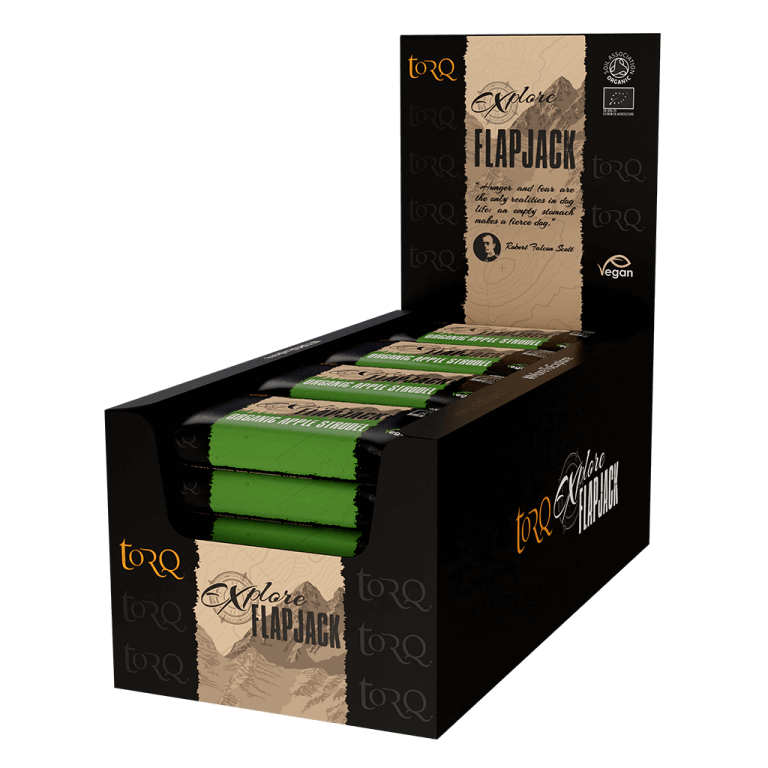 TORQ Energy Bars / Gels / Chews Organic Apple Strudel Flavour Flapjacks TORQ Explore Flapjacks (Box of 20 x 65g)