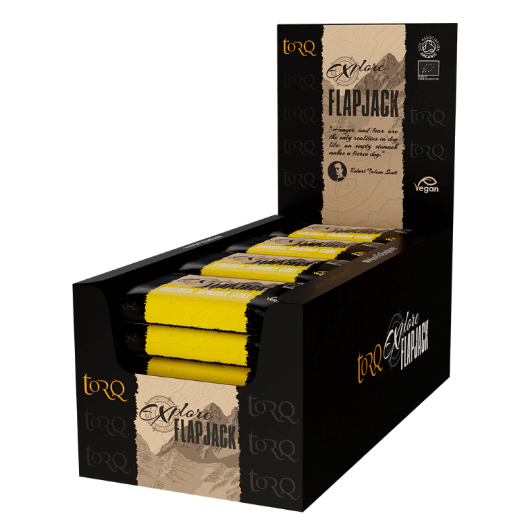 TORQ Energy Bars / Gels / Chews Organic Banana Cake Flavour Flapjacks TORQ Explore Flapjacks (Box of 20 x 65g)