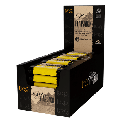 TORQ Energy Bars / Gels / Chews Organic Banana Cake Flavour Flapjacks TORQ Explore Flapjacks (Box of 20 x 65g)