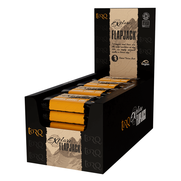 TORQ Energy Bars / Gels / Chews Organic Carrot Cake Flavour Flapjacks TORQ Explore Flapjacks (Box of 20 x 65g)