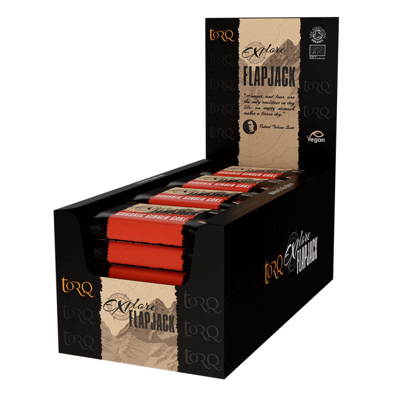 TORQ Energy Bars / Gels / Chews Organic Ginger Cake Flavour Flapjacks TORQ Explore Flapjacks (Box of 20 x 65g)