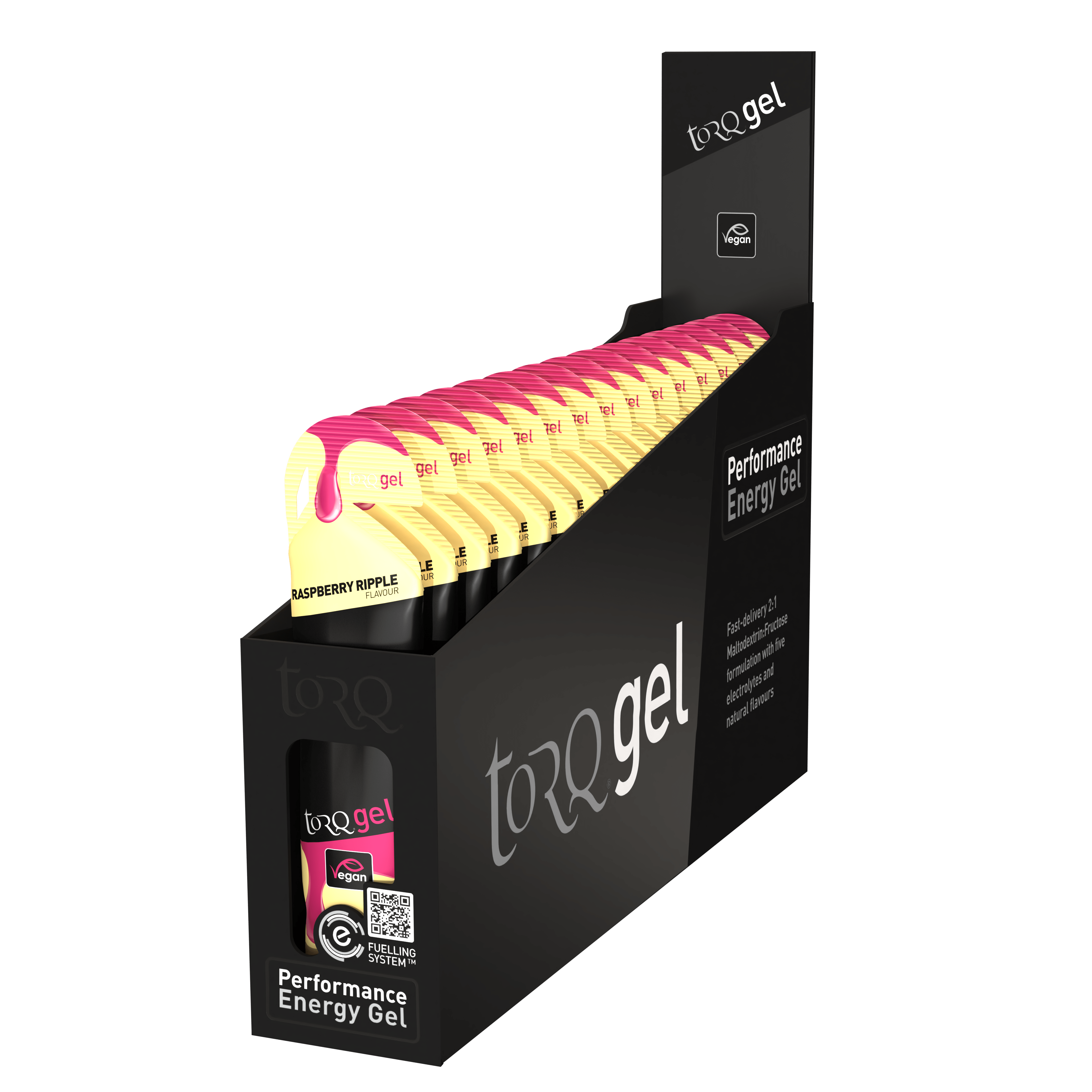 TORQ Energy Bars / Gels / Chews Raspberry Ripple Flavour TORQ Energy Gels (Box 15 x 45g)